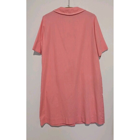 Vintage 50s 60s Model’s Coat Pink Emb Posey Pocket Housecoat Pearl Snaps L - Picture 5 of 7